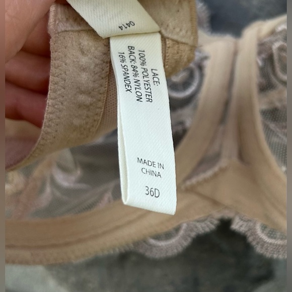 Soma Sensuous Lace Unlined Underwire Bra 36D Nude Lace Sheer Push Up Underwire - Picture 5 of 5